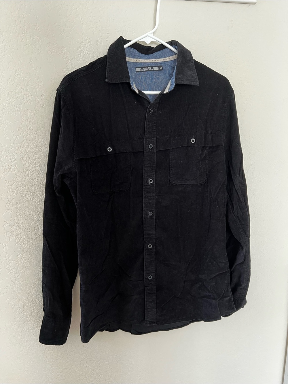 Foreign Exchange Black Corduroy Long Sleeve Button-Up Shirt